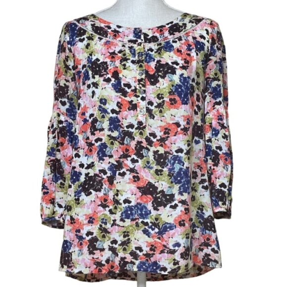 ANTHROPOLOGIE Maeve Pansyfield Floral Blouse - Size 4 - Picture 2 of 8